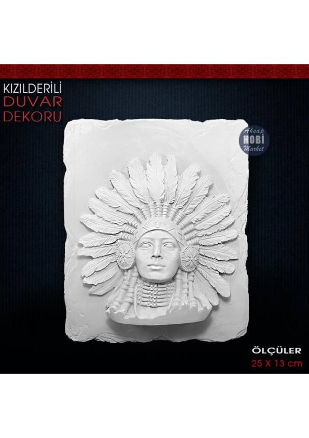 Kızılderili Duvar Dekoru (27x23 cm) Ham Polyester - 1