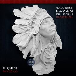 Kızılderili Heykeli Gökyüzüne Bakan (26x23 cm) Ham Polyester - Tual Hobi Sanat (1)