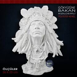 Kızılderili Heykeli Gökyüzüne Bakan (26x23 cm) Ham Polyester - Tual Hobi Sanat