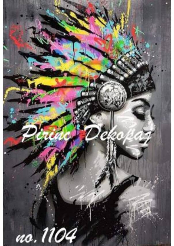 Kızılderili Kadın Figürlü Pirinç Dekopaj Model : 1104 - 1