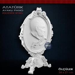 Klasik Kaideli Atatürk Pano Heykeli (34x21cm) Ham Polyester - Tual Hobi Sanat