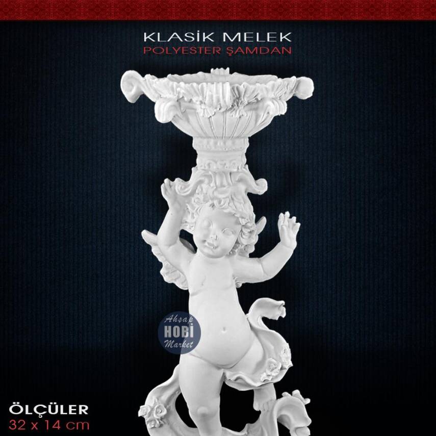 Klasik Melekli Şamdan Mumluk (32x14cm) - 2