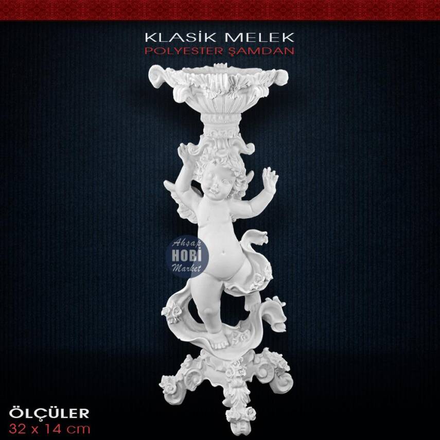 Klasik Melekli Şamdan Mumluk (32x14cm) - 1