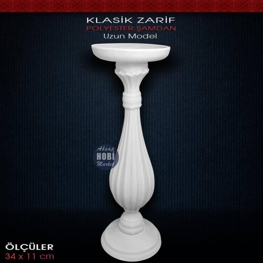 Klasik Zarif Şamdan Mumluk (34x11cm) Büyük Boy - 1