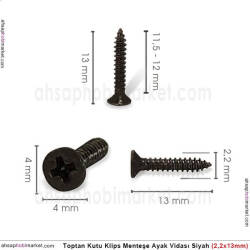 Klips Menteşe Ayak Vidası 10 Adet (2,2x13 mm) Siyah - Tual Hobi Sanat (1)