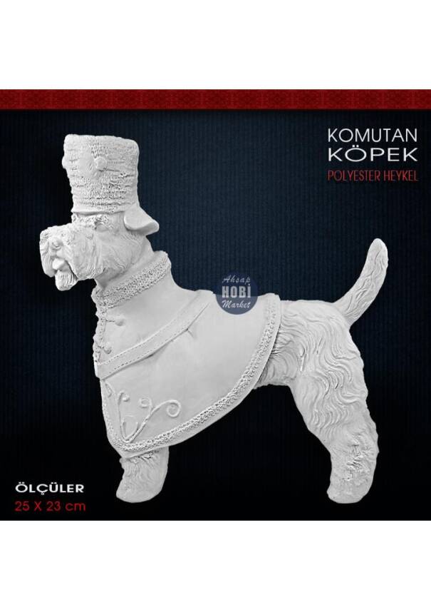Komutan Köpek Heykeli (25x23 cm) Ham Polyester - 1