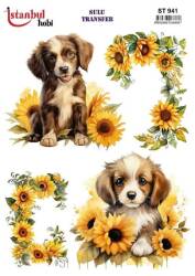 Köpek Çiçek Desenli Sulu Transfer Kağıdı STI-941 - Tual Hobi Craft İst