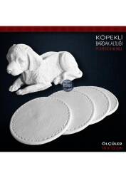 Köpekli Bardak Altlığı (19x12 cm) Ham Polyester - Tual Hobi Sanat (1)