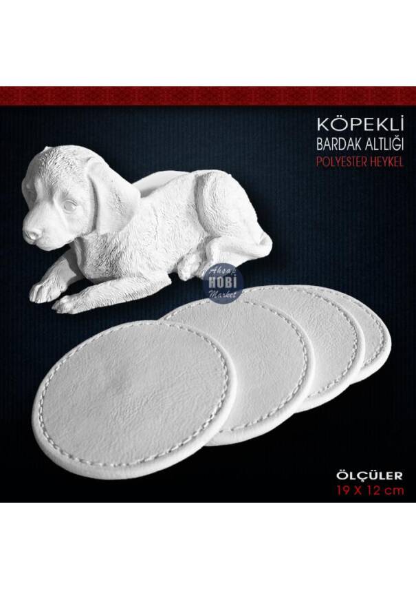 Köpekli Bardak Altlığı (19x12 cm) Ham Polyester - 2
