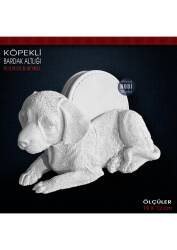 Köpekli Bardak Altlığı (19x12 cm) Ham Polyester - Tual Hobi Sanat