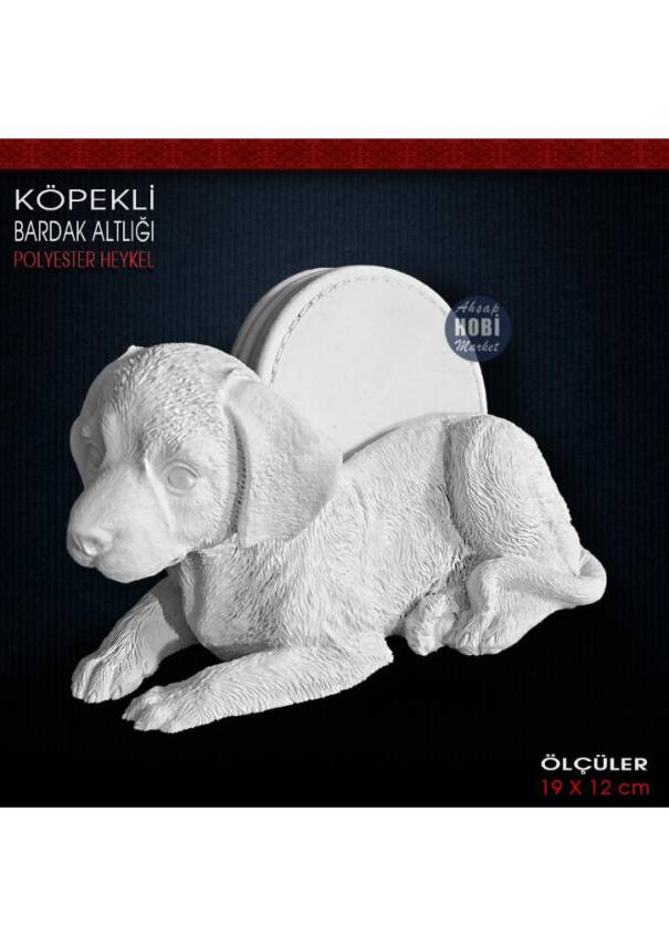Köpekli Bardak Altlığı (19x12 cm) Ham Polyester - 1