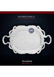 Kordonlu Güllü (38x22 cm) Ham Polyester Tepsi - Tual Hobi Sanat