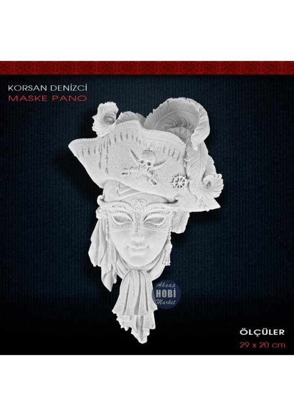 Korsan Denizci Duvar Maske Pano (29x20cm) Ham Polyester - 1