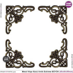Köşe Süsü Metal Büyük (40x40x55 mm) Antik Altın - Tual Hobi Sanat (1)