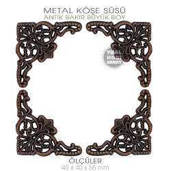 Köşe Süsü Metal Büyük (40x40x55 mm) Antik Bakır - Tual Hobi Sanat (1)
