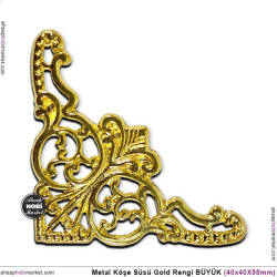 Köşe Süsü Metal Büyük (40x40x55 mm) Parlak Gold - Tual Hobi Sanat
