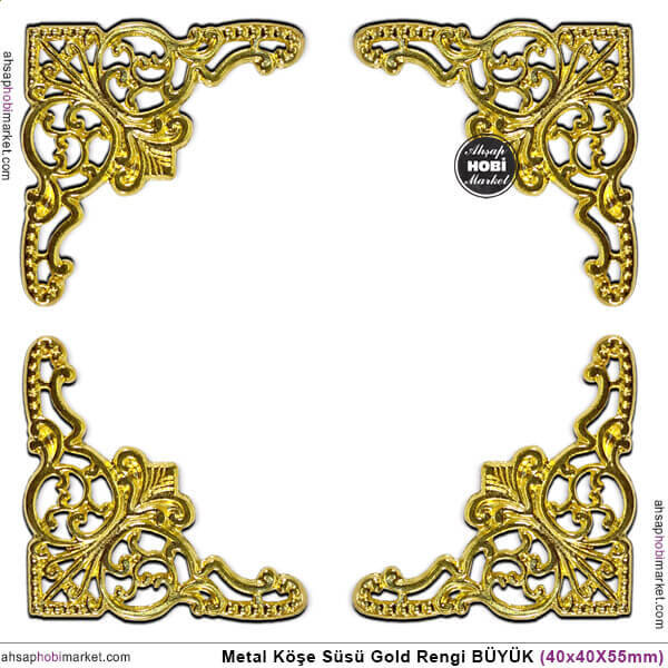 Köşe Süsü Metal Büyük (40x40x55 mm) Parlak Gold - 2