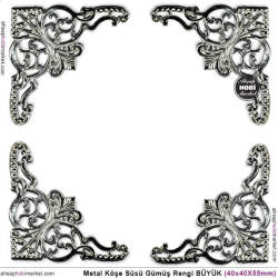 Köşe Süsü Metal Büyük (40x40x55 mm) Parlak Gümüş - Tual Hobi Sanat (1)
