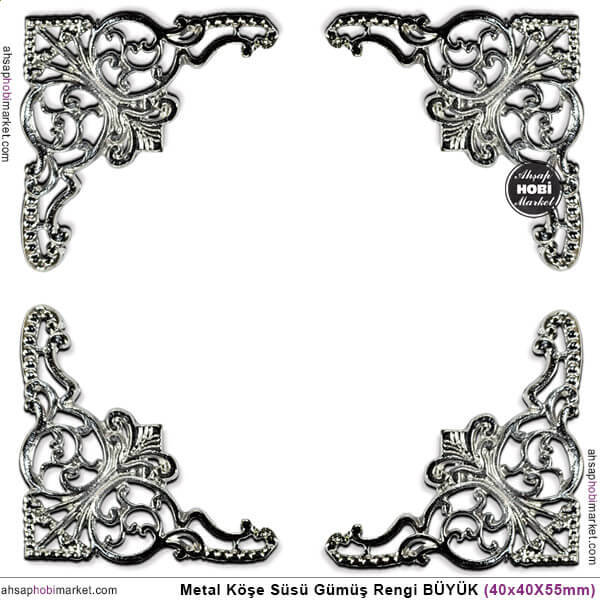 Köşe Süsü Metal Büyük (40x40x55 mm) Parlak Gümüş - 2
