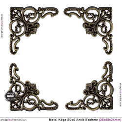Köşe Süsü Metal Küçük (25x25x34 mm) Antik Altın - Tual Hobi Sanat (1)