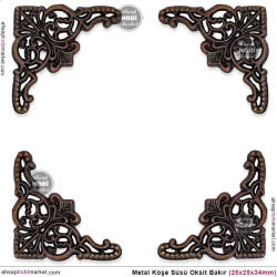 Köşe Süsü Metal Küçük (25x25x34 mm) Antik Bakır - Tual Hobi Sanat (1)