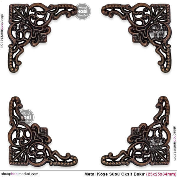 Köşe Süsü Metal Küçük (25x25x34 mm) Antik Bakır - 2