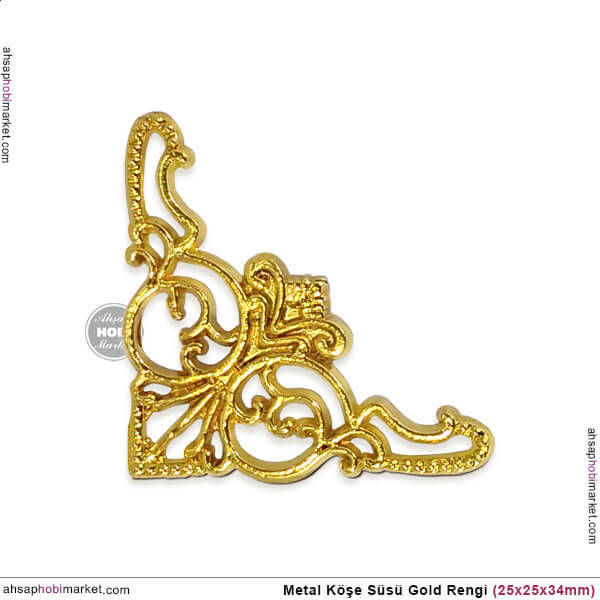 Köşe Süsü Metal Küçük (25x25x34 mm) Parlak Gold - 1