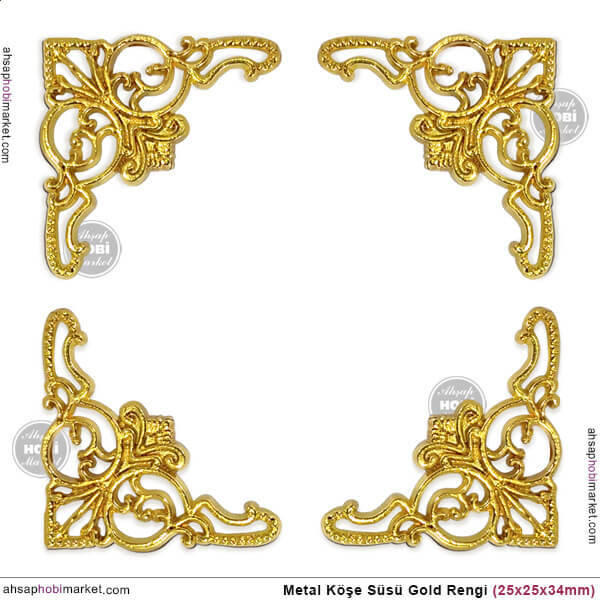 Köşe Süsü Metal Küçük (25x25x34 mm) Parlak Gold - 2