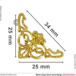 Köşe Süsü Metal Küçük (25x25x34 mm) Parlak Gold - 3