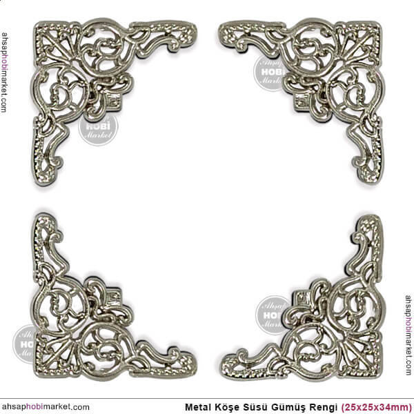 Köşe Süsü Metal Küçük (25x25x34 mm) Parlak Gümüş - 2
