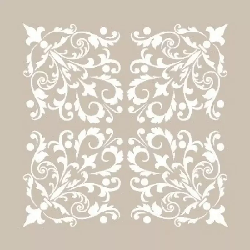 Köşeli Çiçek Motifli Kare Stencil Şablon KA46 - 1