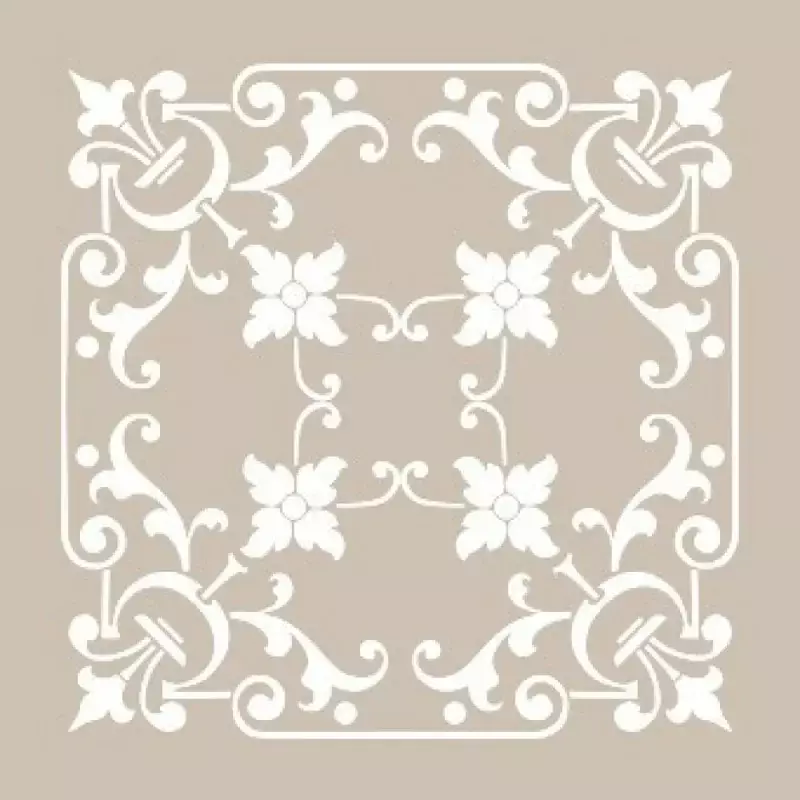Köşeli Çiçek Motifli Kare Stencil Şablon KA47 - 1