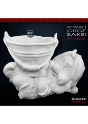 Kova Tutan Cüce Saksı (28x23 cm) Ham Polyester - Tual Hobi Sanat