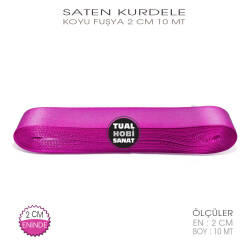 Koyu Fuşya Renkli Saten Kurdele (Genişlik 2 cm) 10 Metre - Tual Hobi Sanat (1)