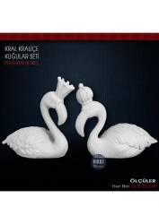 Kral Kraliçe Kuğu Biblo Seti (2 Parça) Ham Polyester - Tual Hobi Sanat