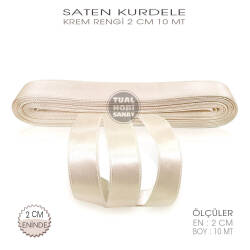 Krem Rengi Saten Kurdele (Genişlik 2 cm) 10 Metre - Tual Hobi Sanat