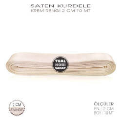 Krem Rengi Saten Kurdele (Genişlik 2 cm) 10 Metre - Tual Hobi Sanat (1)