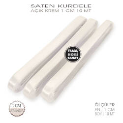 Açık Krem Saten Kurdele (Genişlik 1 cm) 10 Metre - Tual Hobi Sanat