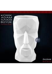 Kübik Adam Heykel Saksı Büyük (26x18 cm) Ham Polyester - Tual Hobi Sanat