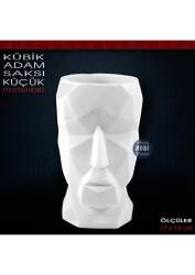 Kübik Adam Heykel Saksı Küçük (17x10 cm) Ham Polyester - Tual Hobi Sanat