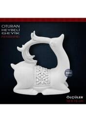 Oturan Heybeli Geyik Biblo (16x15 cm) Ham Polyester - Tual Hobi Sanat