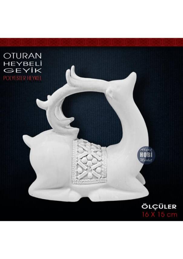 Oturan Heybeli Geyik Biblo (16x15 cm) Ham Polyester - 1