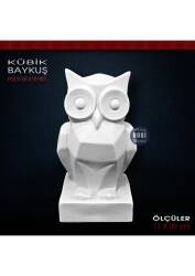 Kübik Baykuş Biblo (17x9 cm) Ham Polyester - Tual Hobi Sanat