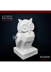 Kübik Baykuş Biblo (17x9 cm) Ham Polyester - Tual Hobi Sanat (1)