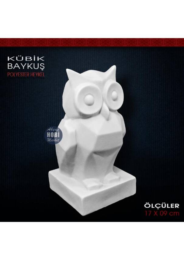 Kübik Baykuş Biblo (17x9 cm) Ham Polyester - 2