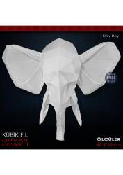 Kubik Fil Duvar Heykeli Dev Boy (44x39 cm) Ham Polyester - Tual Hobi Sanat