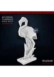 Kübik Flamingo Heykeli Kısa (36x19 cm) Ham Polyester - Tual Hobi Sanat