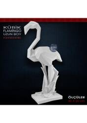 Kübik Flamingo Heykeli Uzun (43x20 cm) Ham Polyester - Tual Hobi Sanat