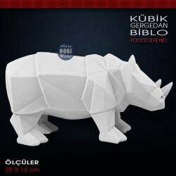 Kübik Gergedan Biblo Heykeli (28x15 cm) Ham Polyester - Tual Hobi Sanat (1)