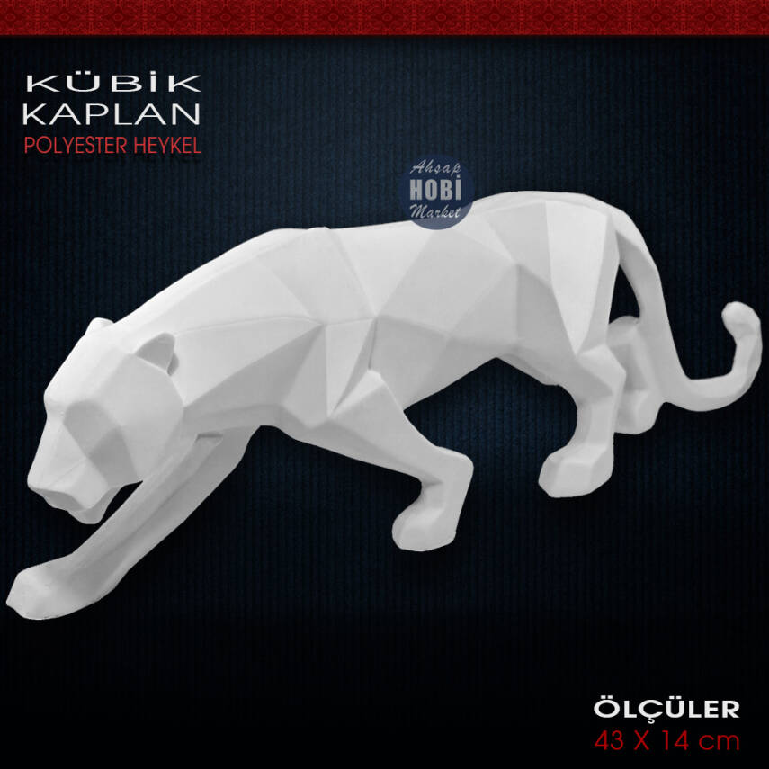 Kübik Kaplan Biblo Heykeli (43x14 cm) Ham Polyester - 1